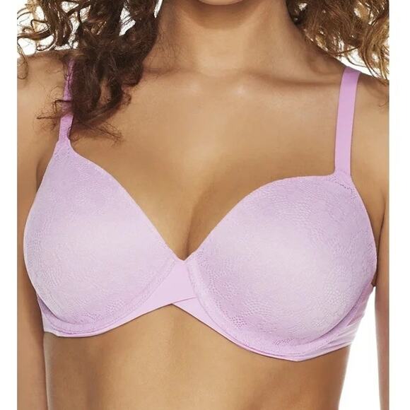 Maidenform 36D Bra Demi T-Shirt Purple Lace Lightly Padded Underwire DM7543 - Picture 1 of 16